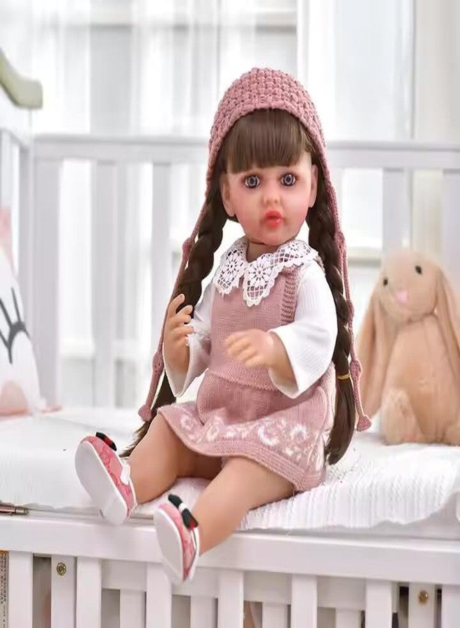 JOYJAY Lifelike Full Silicone Vinyl Body Reborn Baby Girl Doll Toy, 22" Beautiful Lifelike Doll Full Body Vinyl Silicone with Long Hair Gift for Girls - Image 4